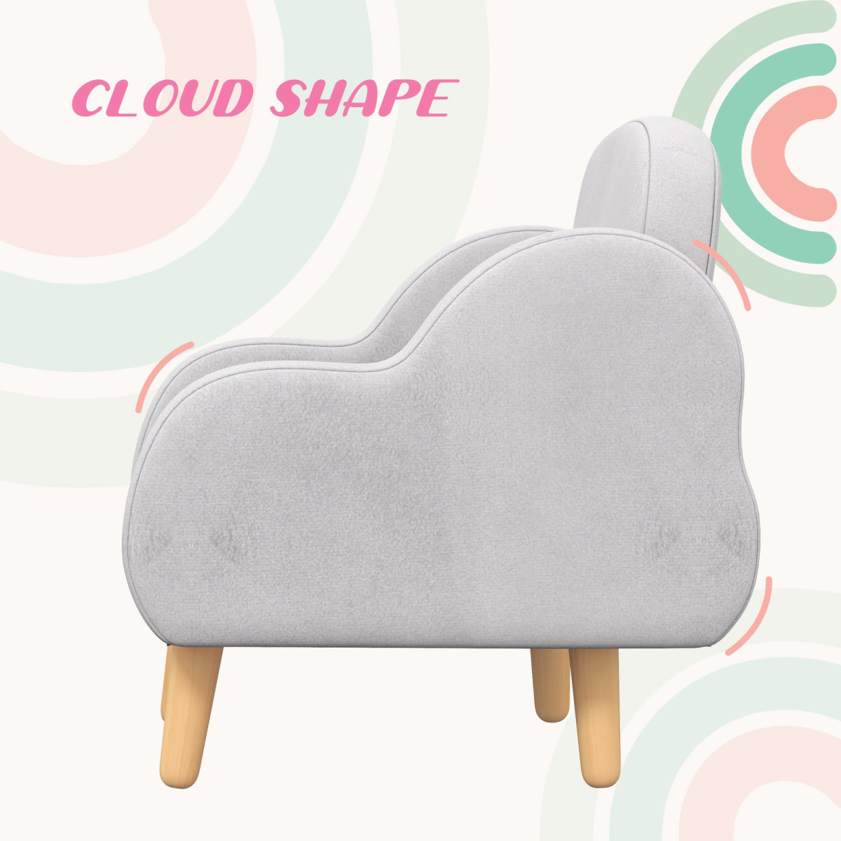 ZONEKIZ Cloud-Shaped Toddler Armchair – Kids Mini Chair for Playroom & Bedroom, Grey