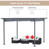 Outsunny 3.5x3.5m Retractable Metal Pergola Gazebo with Anti-UV Canopy & Steel Frame – Garden Patio Shade, Grey