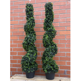 Leaf 120cm Artificial Boxwood Spiral Topiary in Pot – Realistic Maintenance-Free Plant
