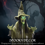 Outsunny Voice Activated Halloween Animatronic Hanging Witch – 170 cm Life-Size Decoration, Green