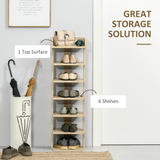 7-Tier Wooden Shoe Rack Display Shelf – Slim Vertical Hallway Storage, Oak