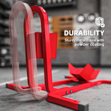 HOMCOM Adjustable Motorcycle Wheel Chock with Metal Frame – Free-Standing Motorbike Front Wheel Holder, 250kg, Red
