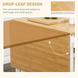 HOMCOM Bamboo Breakfast Cart Set with Drop Leaf Table & 2 Stools – Compact Kitchen Dining Set