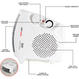 StayWarm 2000W Upright / Flatbed Fan Heater with Variable Thermostat, Cool Blow & Frost Watch – Portable Heater