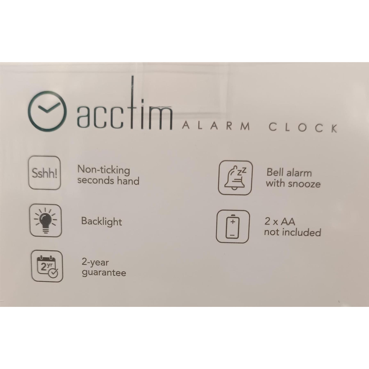 Acctim Parker Non-Ticking Sweep Bedside Alarm Clock with Crescendo Alarm, Snooze & Light, White