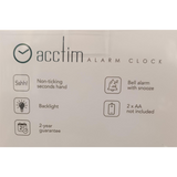 Acctim Parker Non-Ticking Sweep Bedside Alarm Clock with Crescendo Alarm, Snooze & Light, White