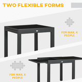 Outsunny Extendable Outdoor Dining Table with Aluminium Frame & Tempered Glass Top – Patio Table, Black