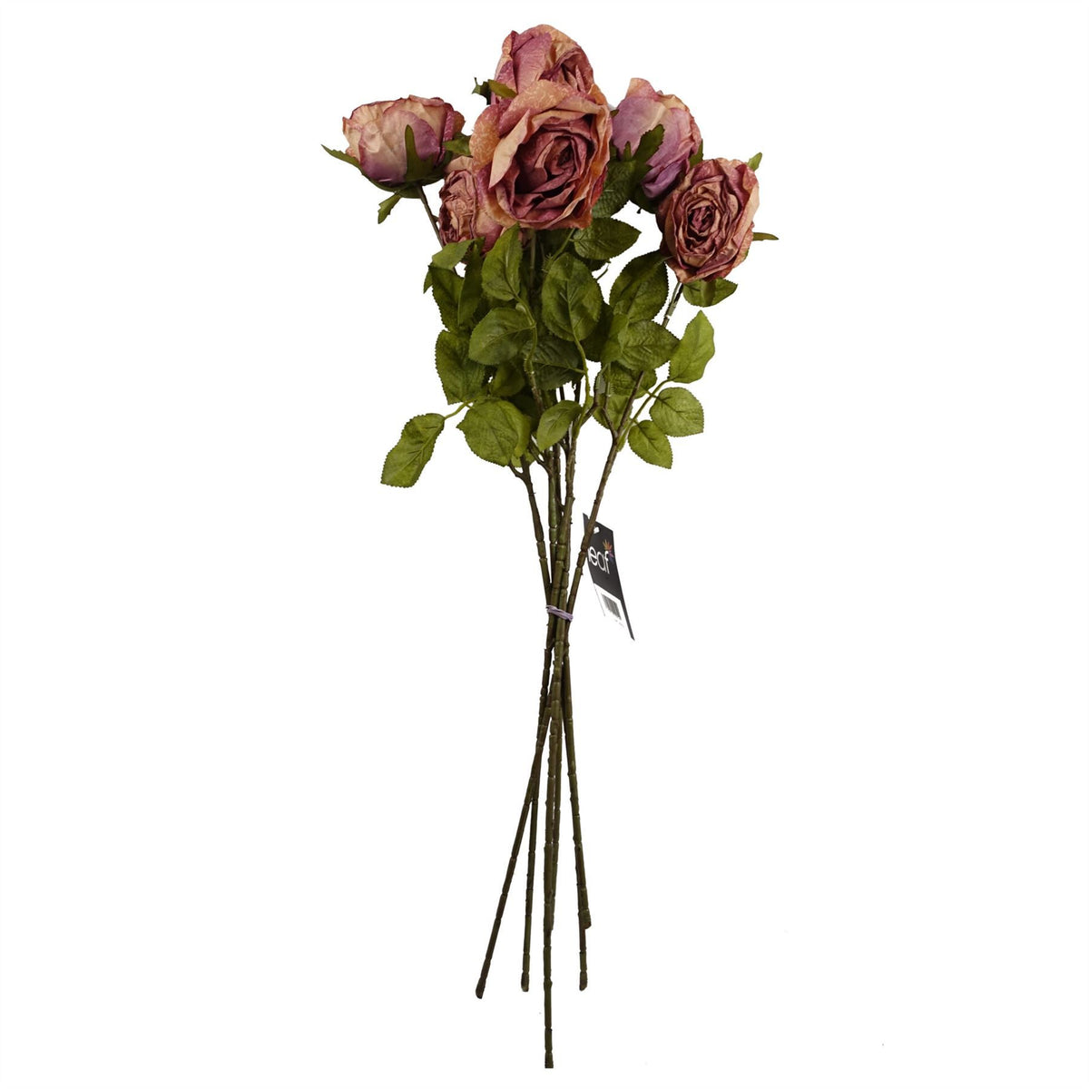 Leaf Artificial Dark Pink Rose Stem with Silk Flowers & Wired Shapable Stem – Floral Decor, 70cm