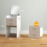 3-in-1 Dressing Table Set with Flip-Up Mirror, Drawers & Stool – Vanity and Nightstand, White