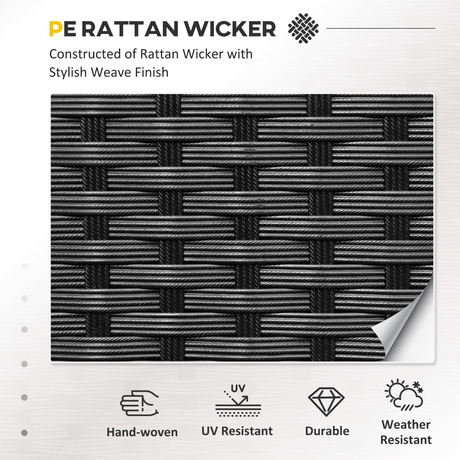 Outsunny Black Rattan Sofa rattan weave close-up
