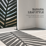 Outdoor Privacy Screen with Banana Leaf Design, 3-Panel Steel Frame – Garden & Patio Divider, Black