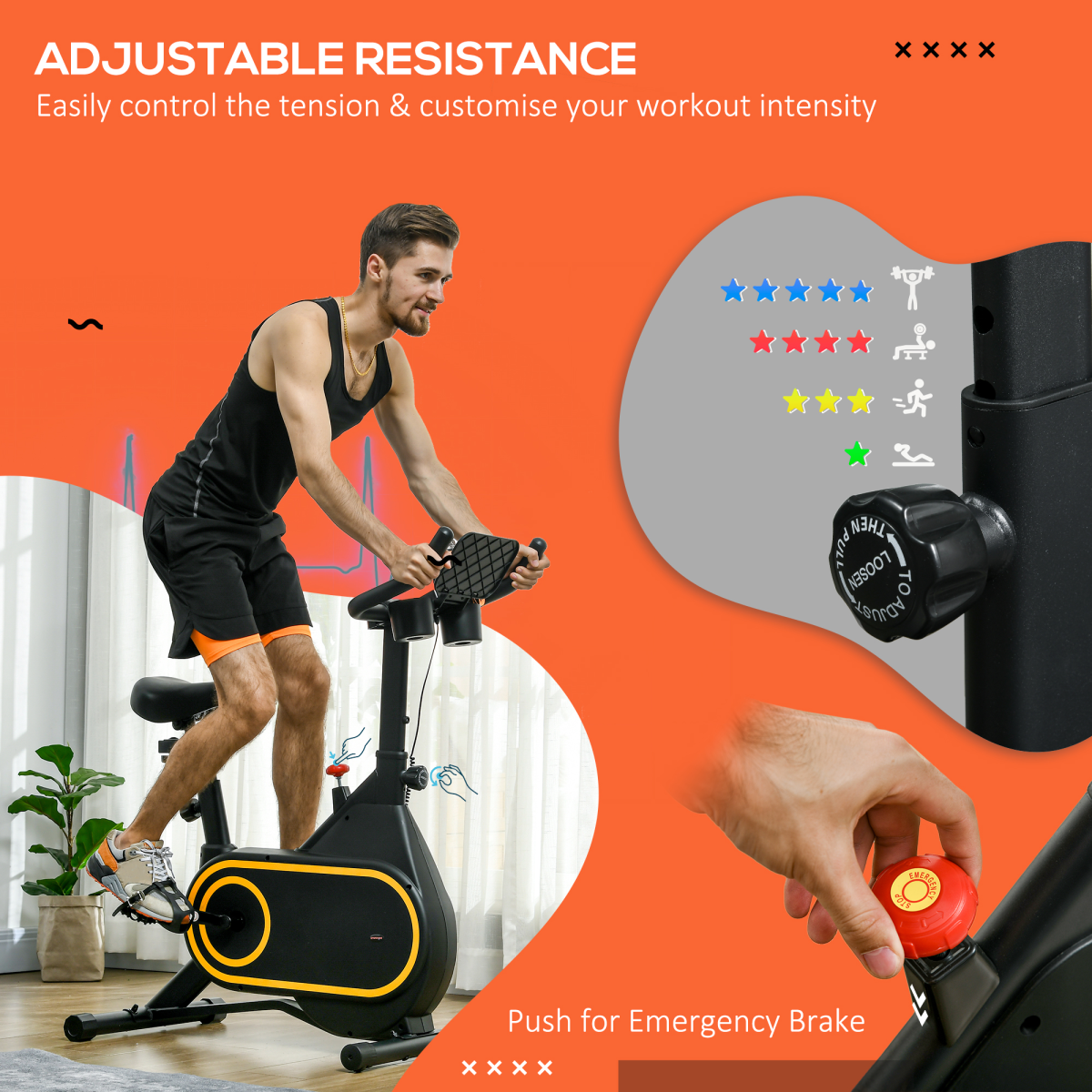 SPORTNOW Exercise Bike with 8 Resistance Levels, LCD Display & Tablet Holder – Belt-Drive Home Cardio Bike, Black