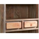 Aspen Large Industrial Bookcase in Solid Hardwood & Reclaimed Metal – Retro Two-Tone Shelving with Drawers
