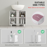 HOMCOM High Gloss Freestanding Under Sink Bathroom Cabinet with U-Shape Cut-Out and Middle Shelf – White