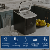 HOMCOM Countertop Ice Maker 12kg/24h with Scoop & Basket – Compact Home or Office Ice Machine, Black