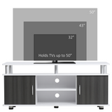 HOMCOM TV Cabinet Entertainment Centre with Open & Closed Storage – Media Console Unit, Grey & White