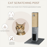 Pawhut 79cm Cat Scratching Post with Dangling Toy & Hidden Bell Toy – Cat Tree Activity Centre, Grey