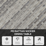 Outsunny 4-Seater Outdoor Dining Table with WPC Slatted Top and Steel Frame – Garden Patio Table, Grey