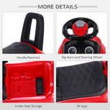 HOMCOM 3-in-1 Toddler Ride-On Car with Horn, Steering and Under-Seat Storage – Foot-to-Floor Slider, Red