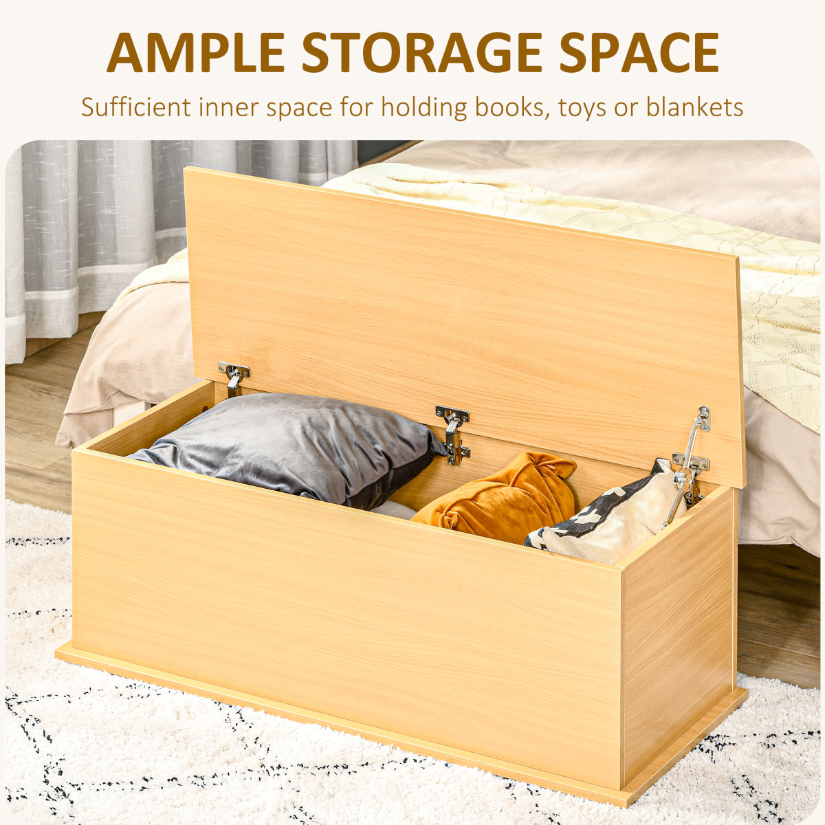Storage Chest Box with Lid, Chipboard Construction – Living Room, Bedroom & Hallway Storage, Burlywood