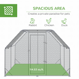 PawHut Walk-In Chicken Run with Roof Cover, Galvanised Steel Coop for 10-12 Chickens – 3.8m Hen House
