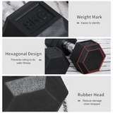 HOMCOM Hexagonal Dumbbell Set, 2 x 8kg with Knurled Handles – Anti-Roll Home Gym Hand Weights