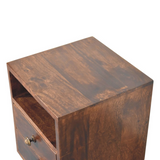Artisan Furniture Mini Classic Walnut Bedside Table – Solid Mango Wood, 2 Drawers & Open Slot, Dark Brown