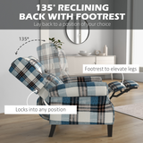 HOMCOM Wingback Recliner Chair with Footrest & Padded Armrests – Living Room Reading Armchair, Blue