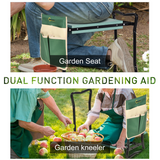 Outsunny Steel Frame Garden Kneeler and Seat with Tool Pouch & Foam Pad – Foldable, Green