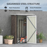 Outsunny Steel Garden Shed with Lockable Hinged Door and Sloped Roof – Outdoor Tool Storage, Brown