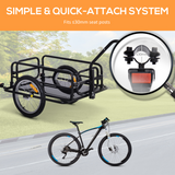 HOMCOM Folding Bicycle Cargo Trailer with Hitch, 40kg Capacity – Detachable Walls, Luggage Storage Cart