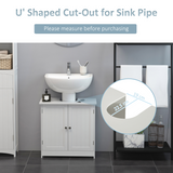 HOMCOM Under-Sink Bathroom Vanity Cabinet with Two Shelves – Pedestal Sink Storage, Wooden