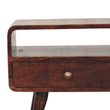 Artisan Furniture Curved Mango Wood Media Unit with 2 Drawers & Open Slot – California Walnut, Dark Brown