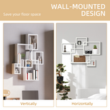 HOMCOM Interlocking Cube Floating Shelves, Set of 5 – Wall-Mounted Display Shelves, White