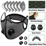 Reusable Half Face Mask with Activated Carbon Filters – Cycling & Outdoor Sports Face Cover, Grey