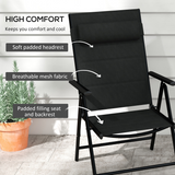 Outsunny Set of 2 Folding Outdoor Dining Chairs with Padded Headrest – Mesh, Aluminium Frame, Black