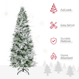 HOMCOM 6ft Snow Flocked Artificial Pencil Christmas Tree with Flame Retardant PVC & Metal Base – Unlit