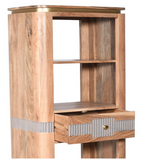 Wilton Acacia Wood Slim Bookcase with 1 Drawer – Hand-Crafted Storage for Alcoves & Hallways