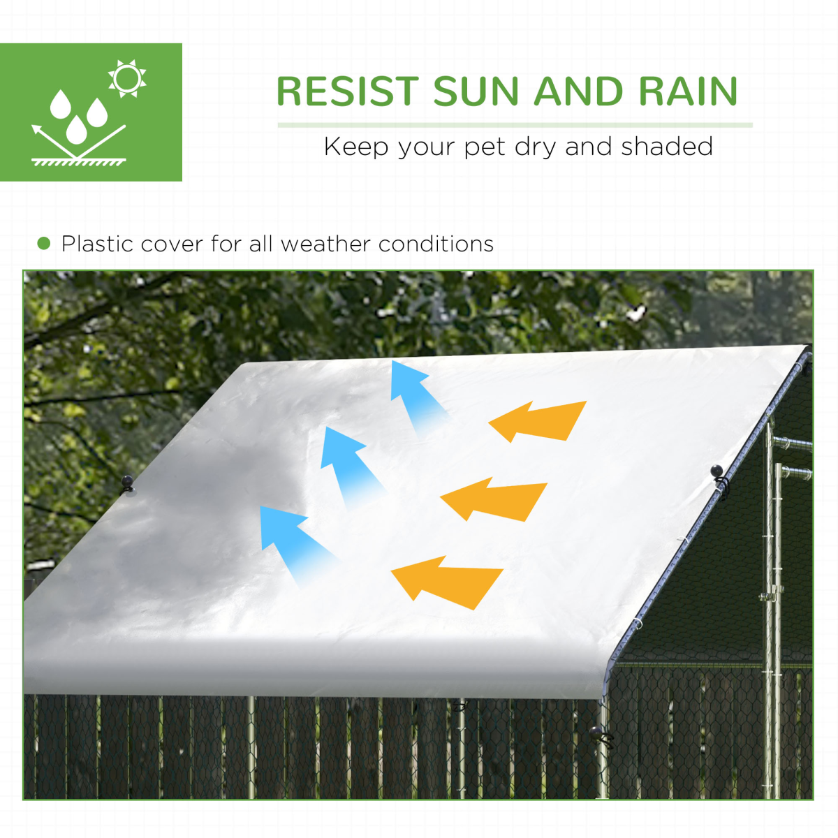 PawHut Walk-In Chicken Run with Waterproof Cover, 3 x 1.7 x 1.9m – Galvanised Steel Coop Enclosure, Silver
