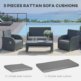 Outsunny 3-Piece Garden Furniture Cushion Pad Set, Dark Grey – 2 Single & 1 Double Seat