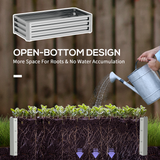 Outsunny Steel Raised Garden Bed, 120 x 60 x 30.5 cm – Elevated Planter Box for Flowers, Silver