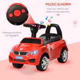 HOMCOM Toddler Ride-On Car with Foot-to-Floor Sliding, Lights, Music & Storage – Ages 18-36 Months, Red