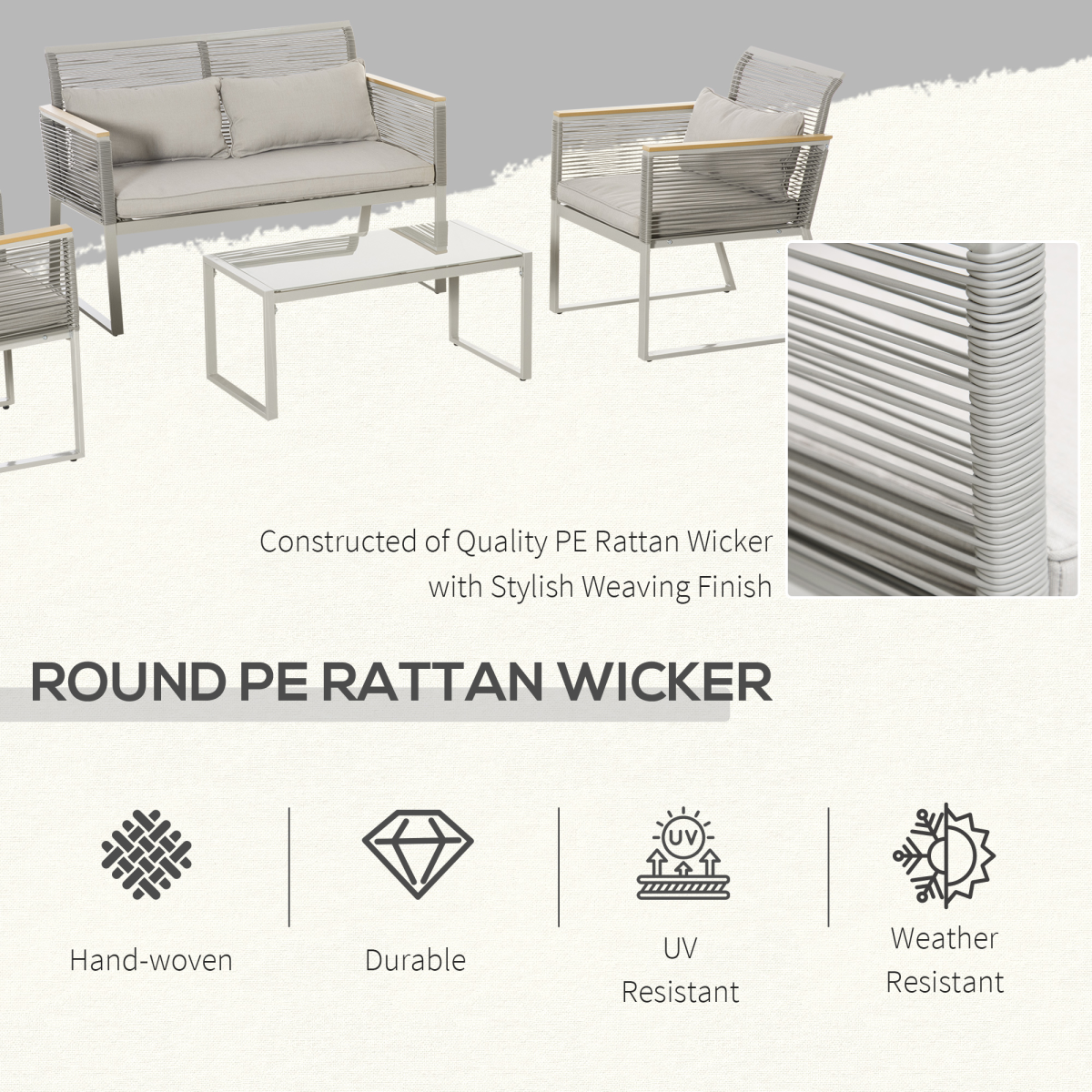 Outsunny Rattan Patio Sofa Set in garden setting