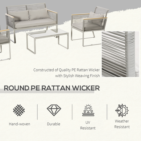 Outsunny Rattan Patio Sofa Set in garden setting