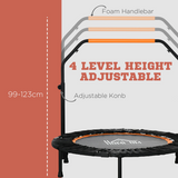 HOMCOM 40" Foldable Mini Fitness Trampoline with Adjustable Foam Handle – Indoor & Outdoor Rebounder