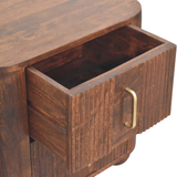 Artisan Furniture Solid Wood Marlowe Fluted Nightstand with 2 Drawers – California Walnut Bedside Table, Dark Brown