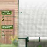 Outsunny Small Tomato Greenhouse, 200 x 100 x 178cm, with Roll-up Zipped Doors – Walk-in Plant Cover, White