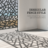 Outsunny Black Steel Garden Partition Screen with Hollow Irregular Design, Freestanding Divider, 198cm
