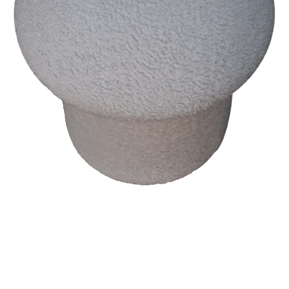 Artisan Furniture Mushroom Footstool in Solid Wood with White Boucle Upholstery – Contemporary Seat, White
