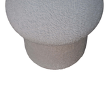 Artisan Furniture Mushroom Footstool in Solid Wood with White Boucle Upholstery – Contemporary Seat, White